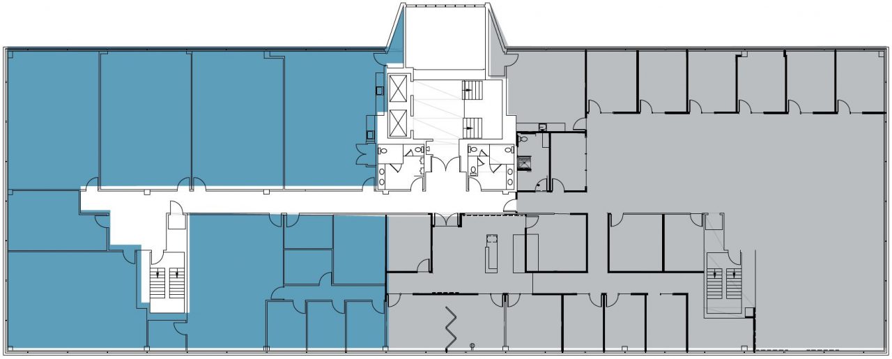 Floor plan rendering of the 4th floor of Atrium West